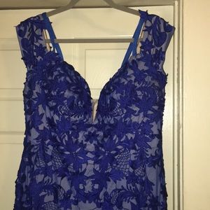 ROYAL BLUE LACE PROM DRESS